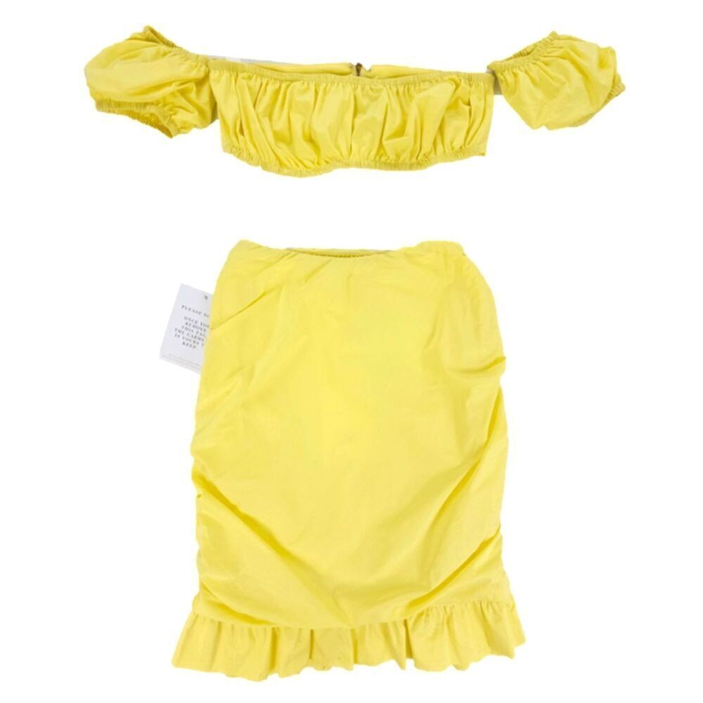 NWT Alamour Resort Eva Matching Set Yellow Romantic Puff Sleeve Coquette Lolita